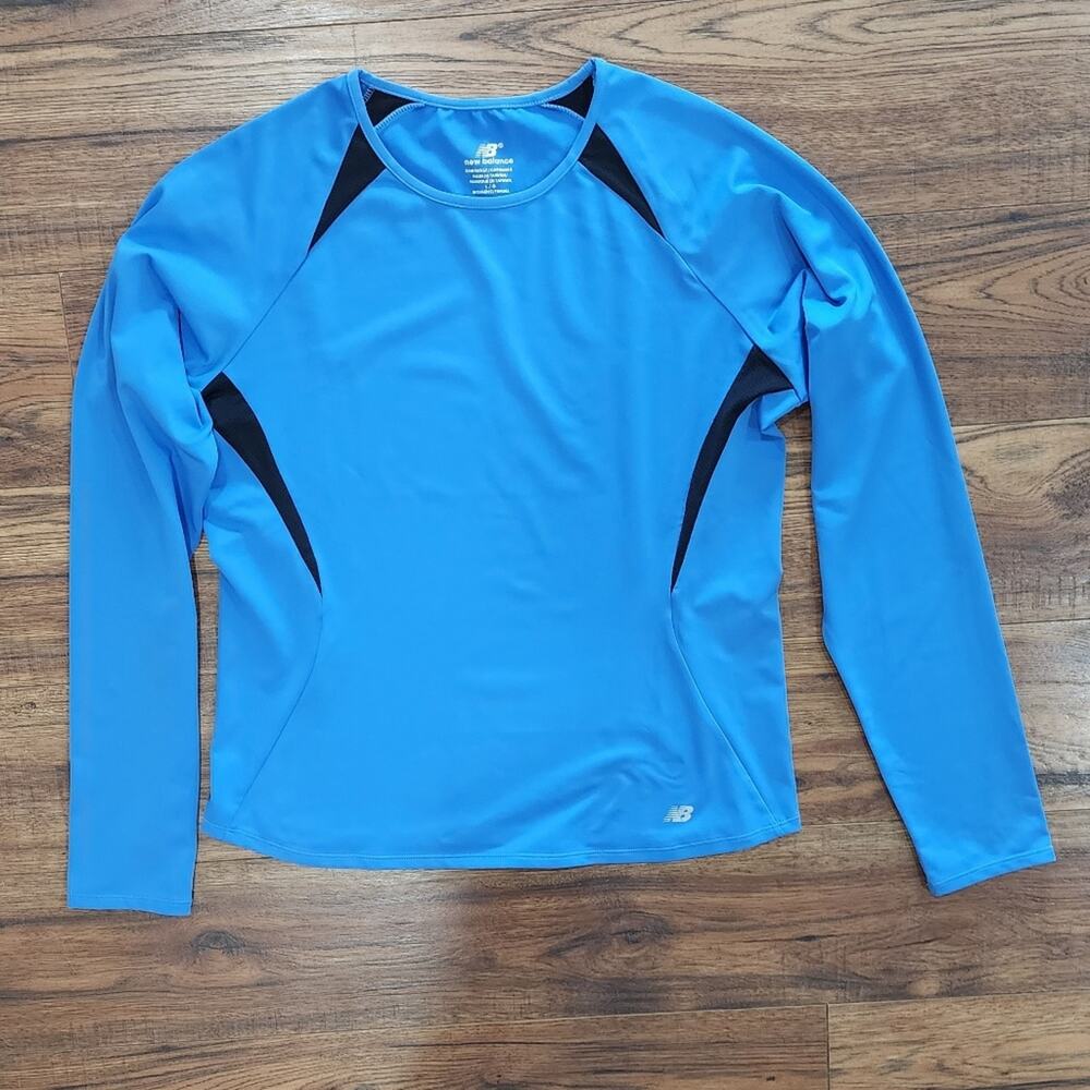 New Balance Women's Athletic Long Sleeve Activewear Pullover Blue Shirt Large L